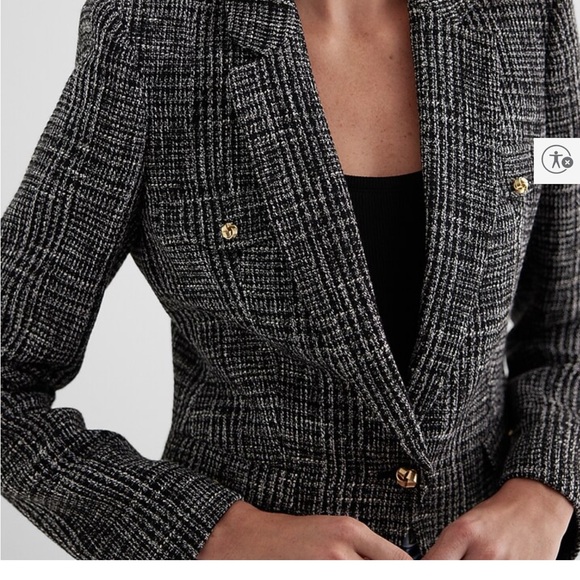 Express Black and White Textured Blazer - Picture 3 of 6